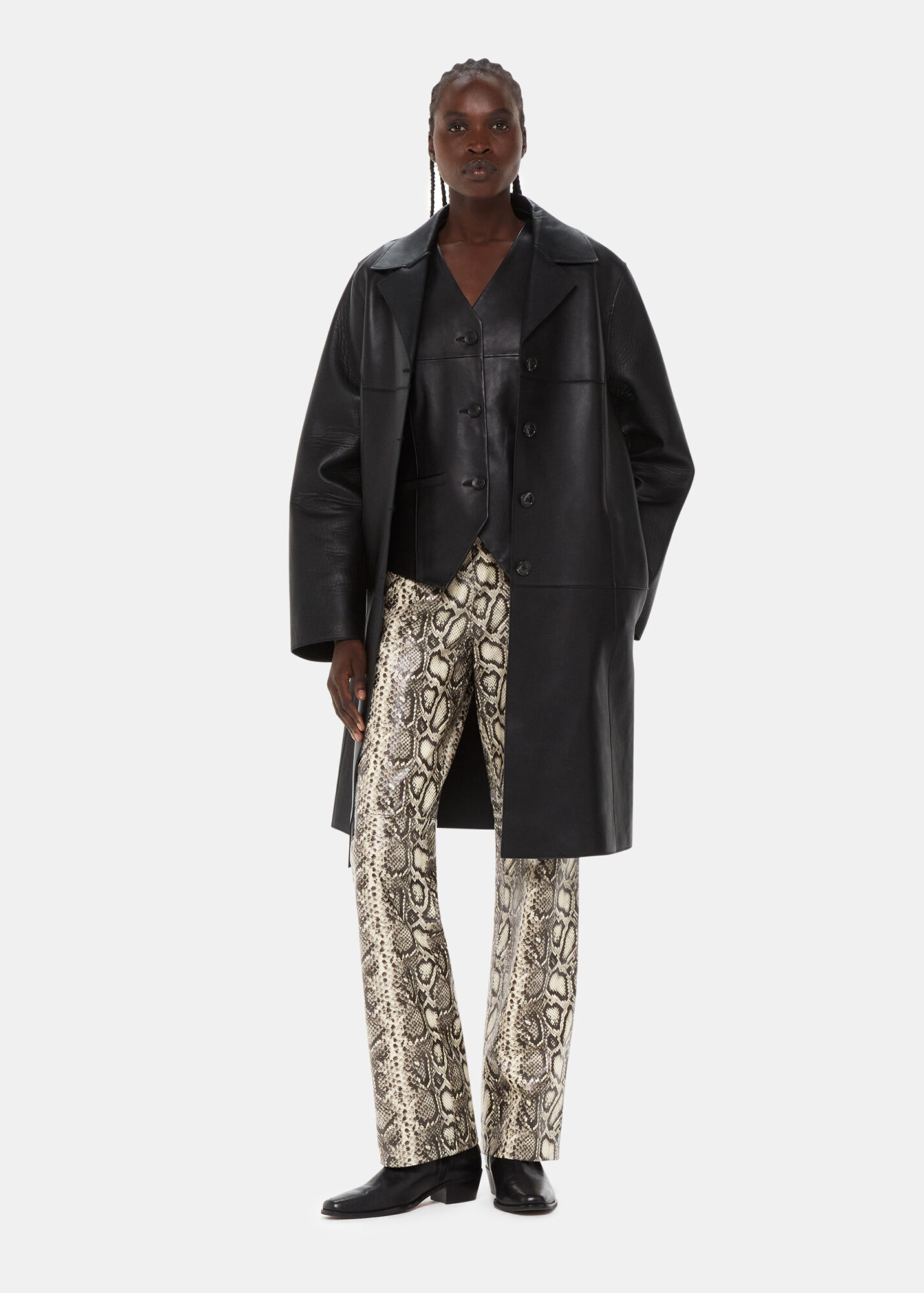 Multicolour Snake Print Leather Trousers | WHISTLES | Whistles US |