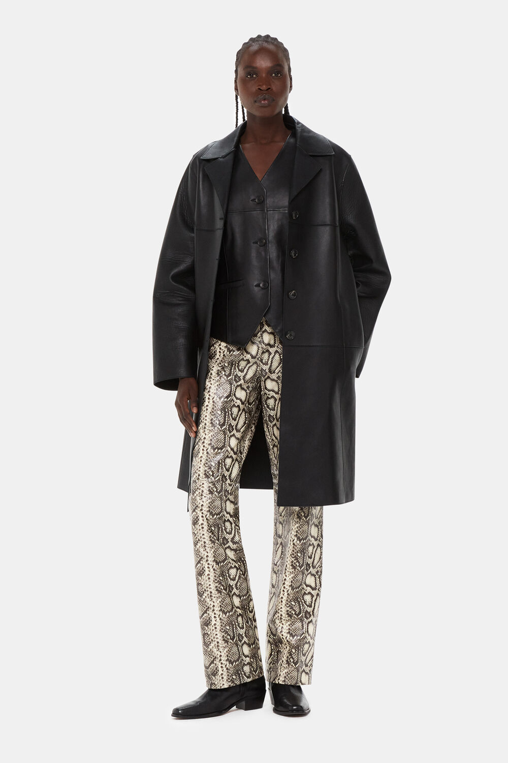Multicolour Snake Print Leather Pants&nbsp;