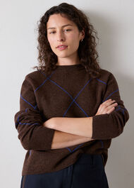 Wool Contrast Diamond Knit