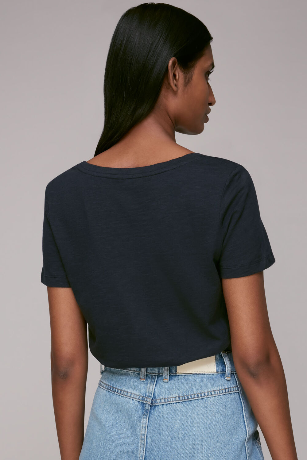 Sophie V Neck Cotton Tshirt Navy
