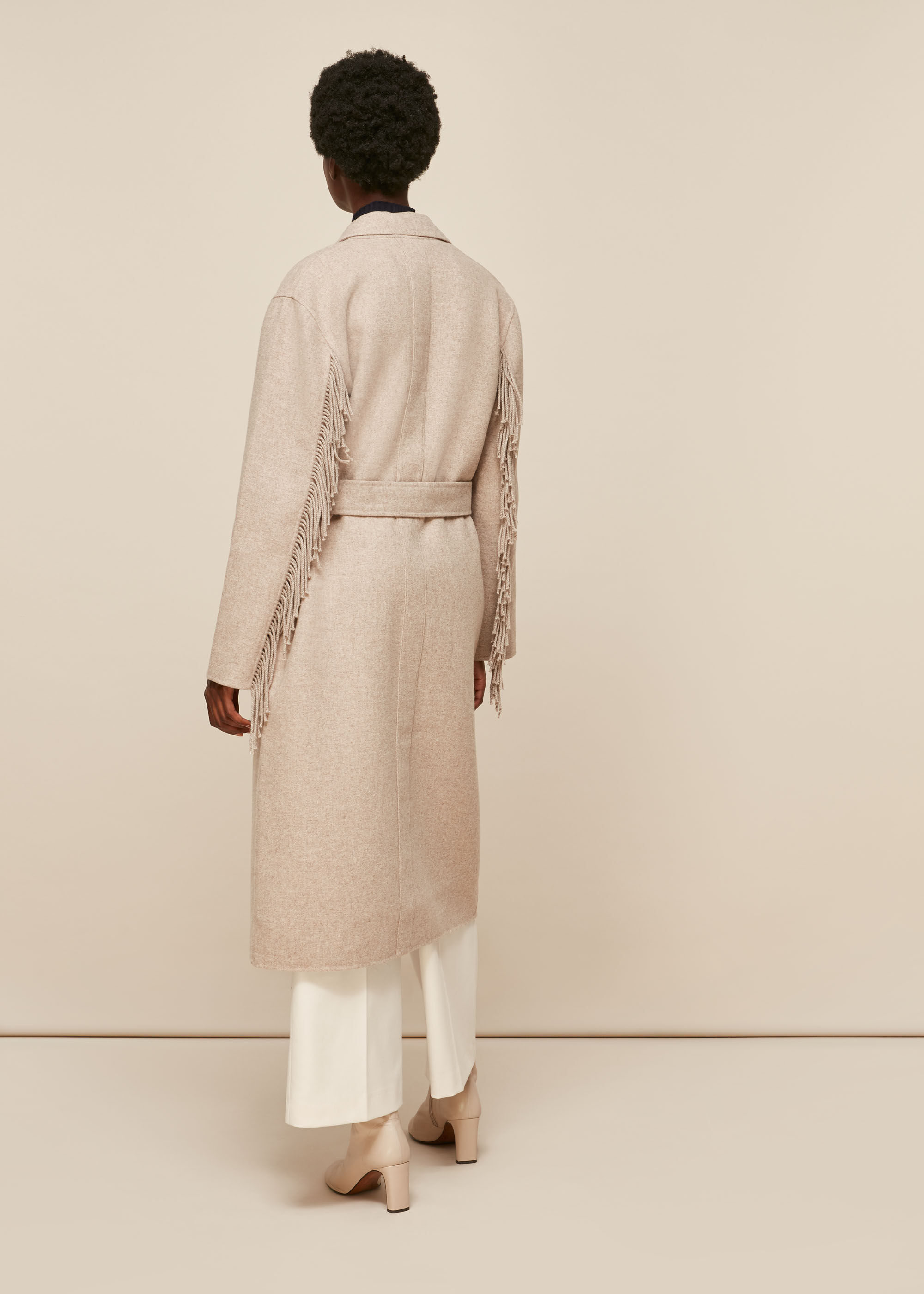 Whistles fringe detail wrap coat clearance
