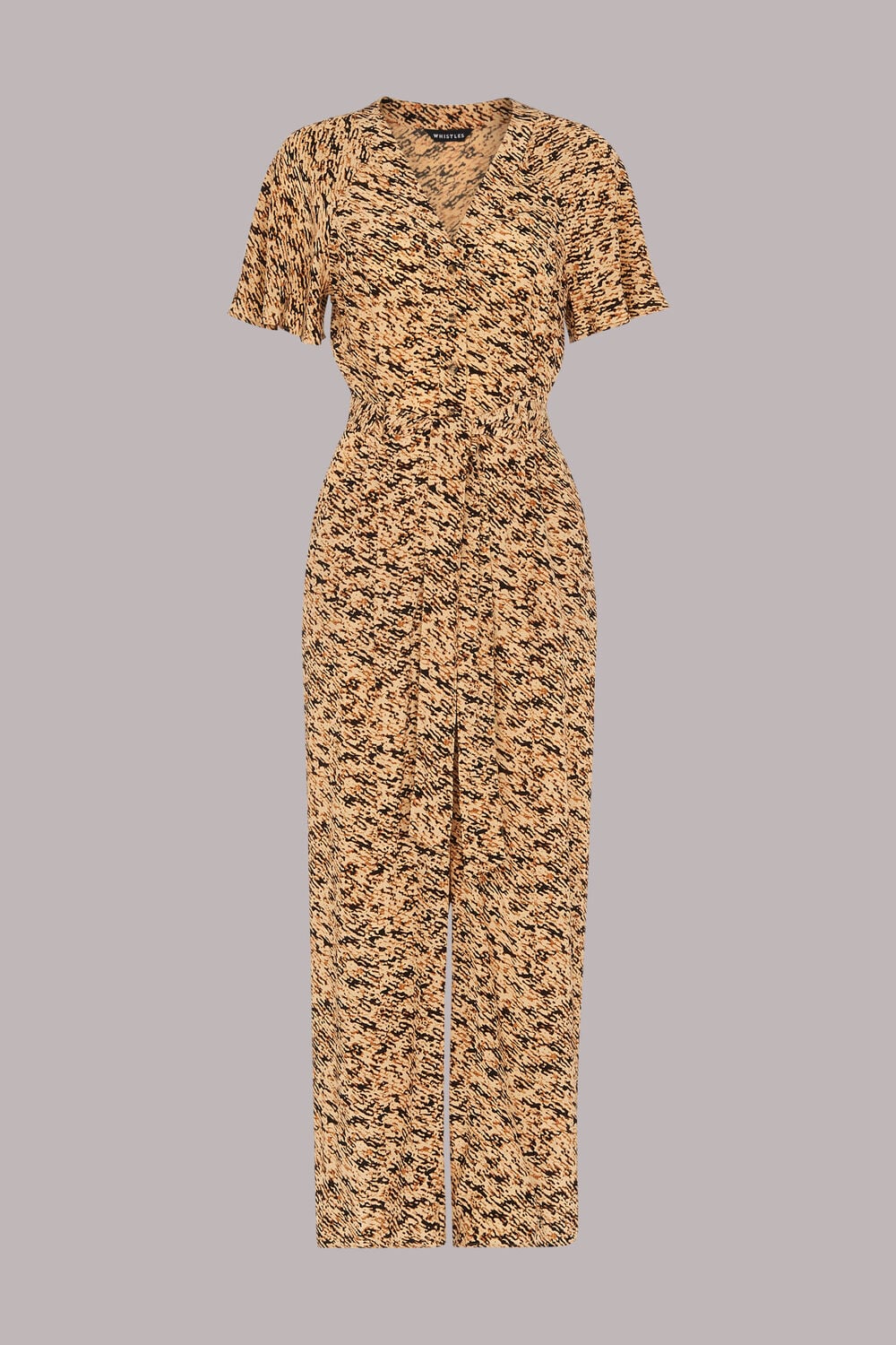 Multicolour Bark Print Tie Waist Jumpsuit