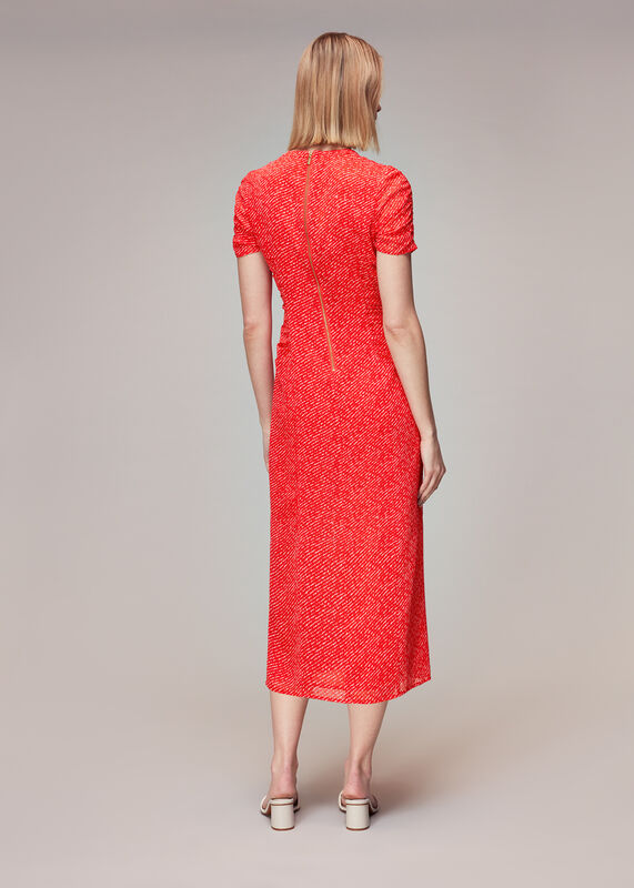 Red Diagonal Fleck Dobby Dress