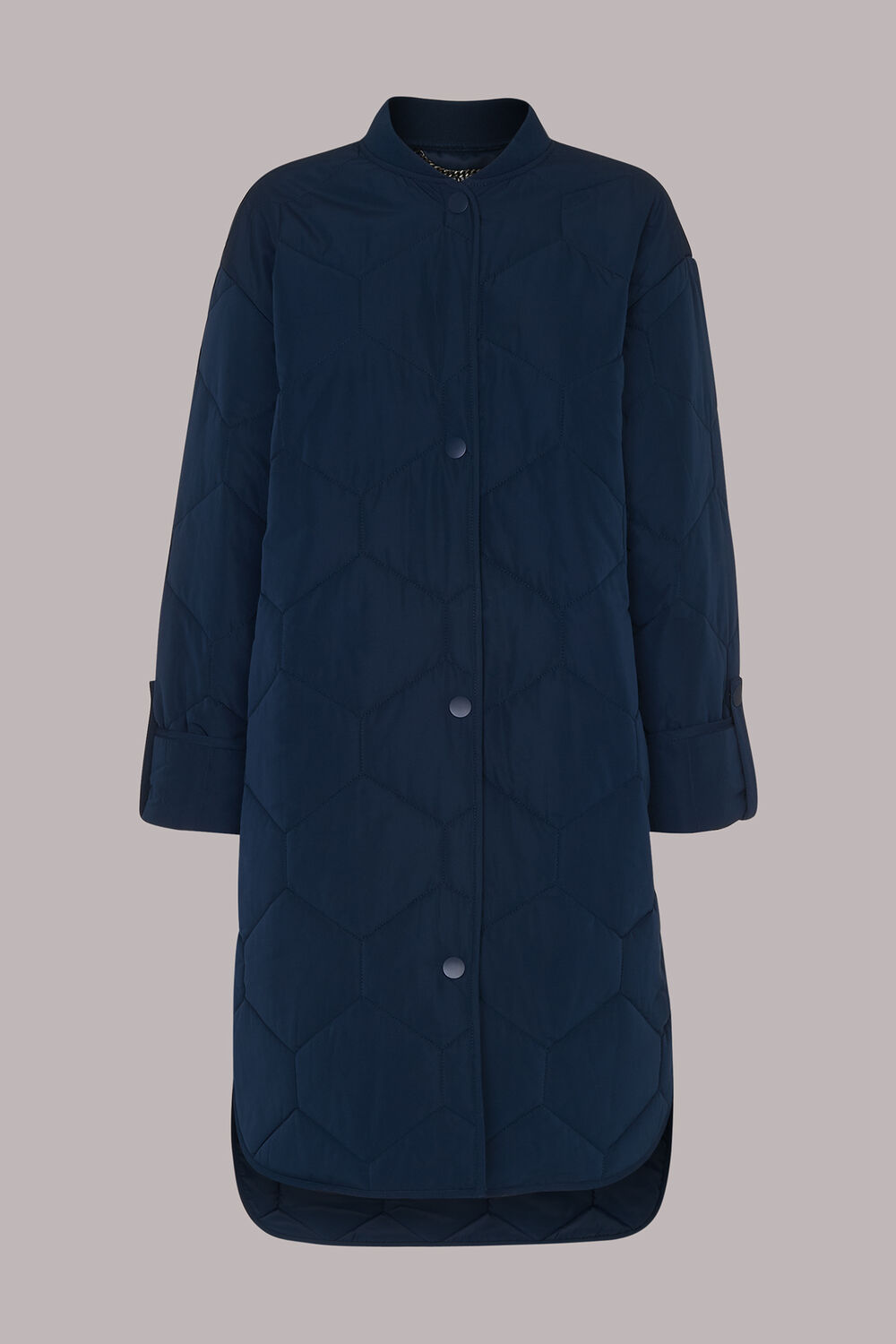 Navy Longline Quilted Coat