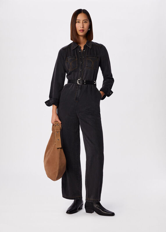 Cotton Blend Denim Jumpsuit