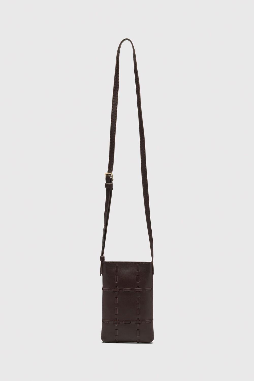 Chocolate Whipstitch Phone Bag