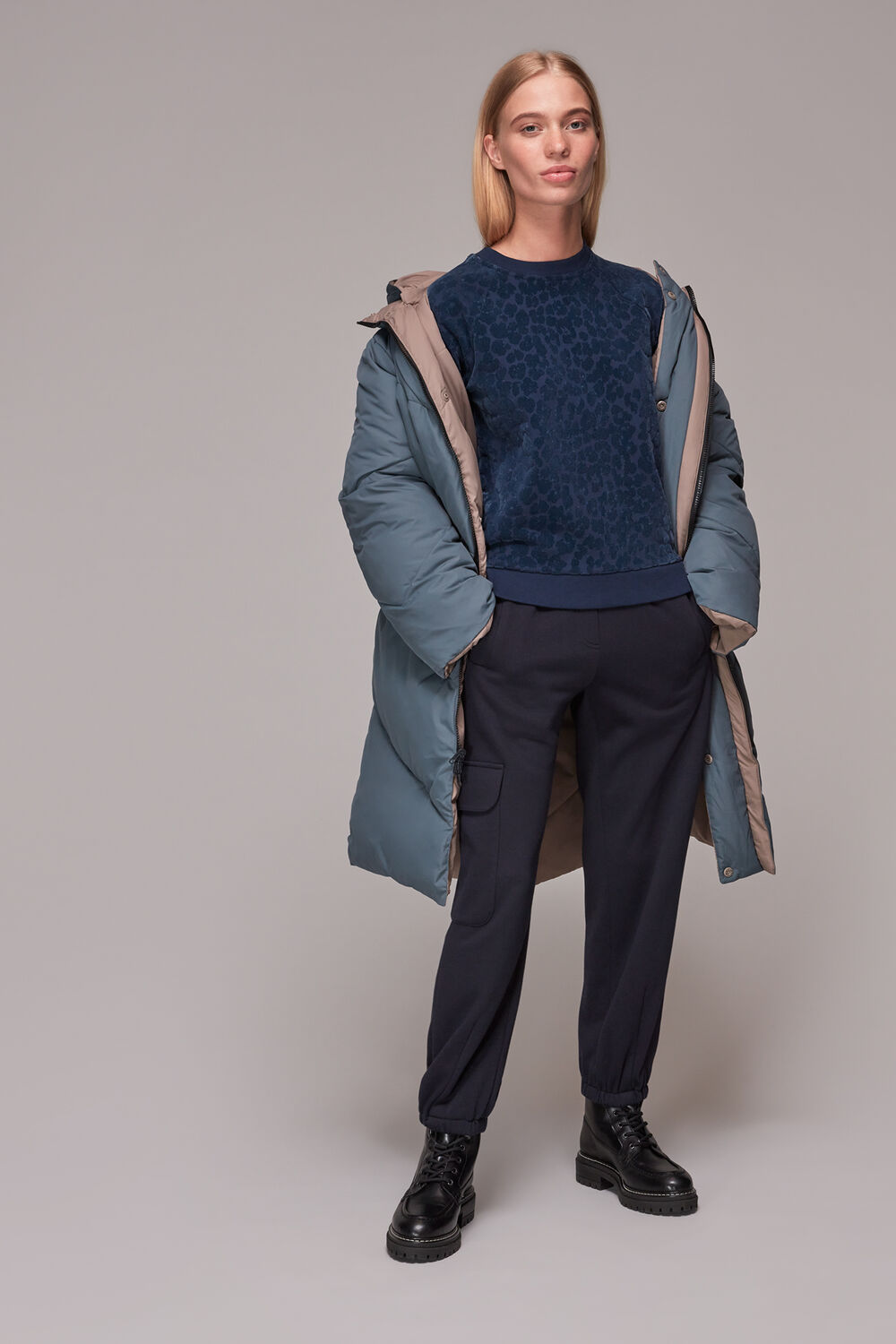 Navy Smudge Animal Flocked Sweat