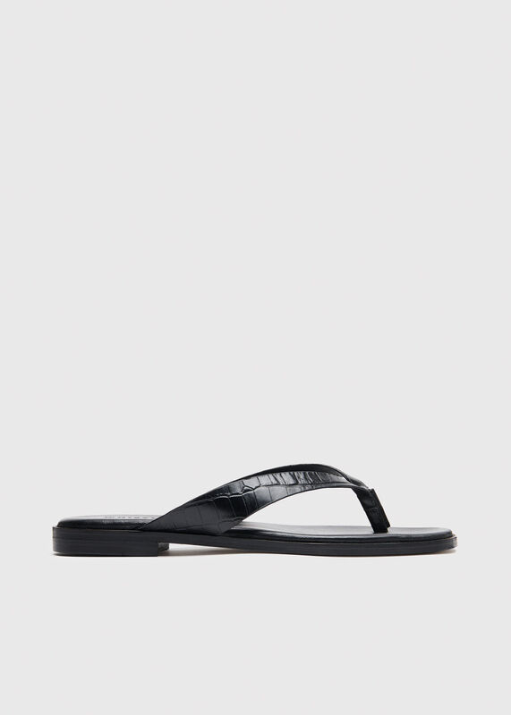 Black Croc Embossed Flip Flop