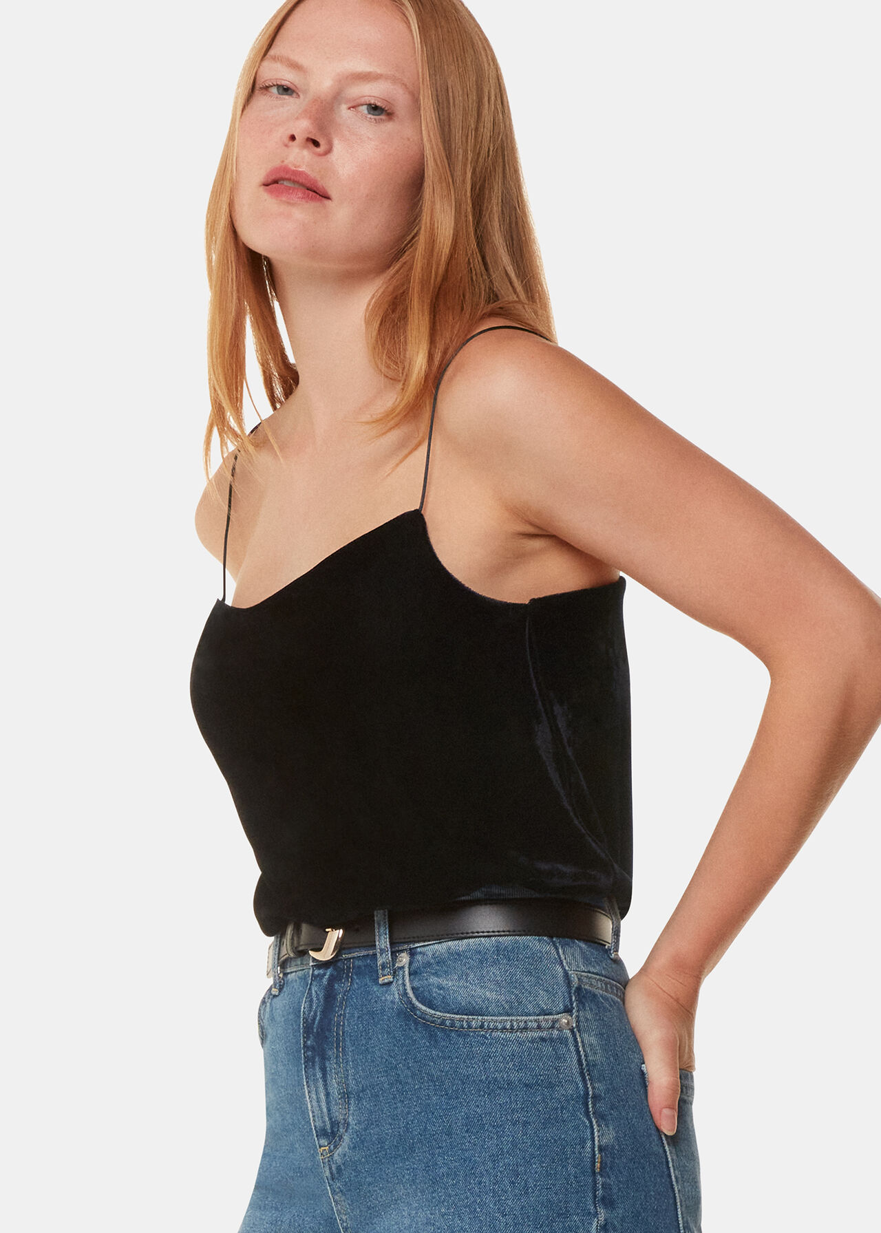 Velvet Cowl Neck Cami Top