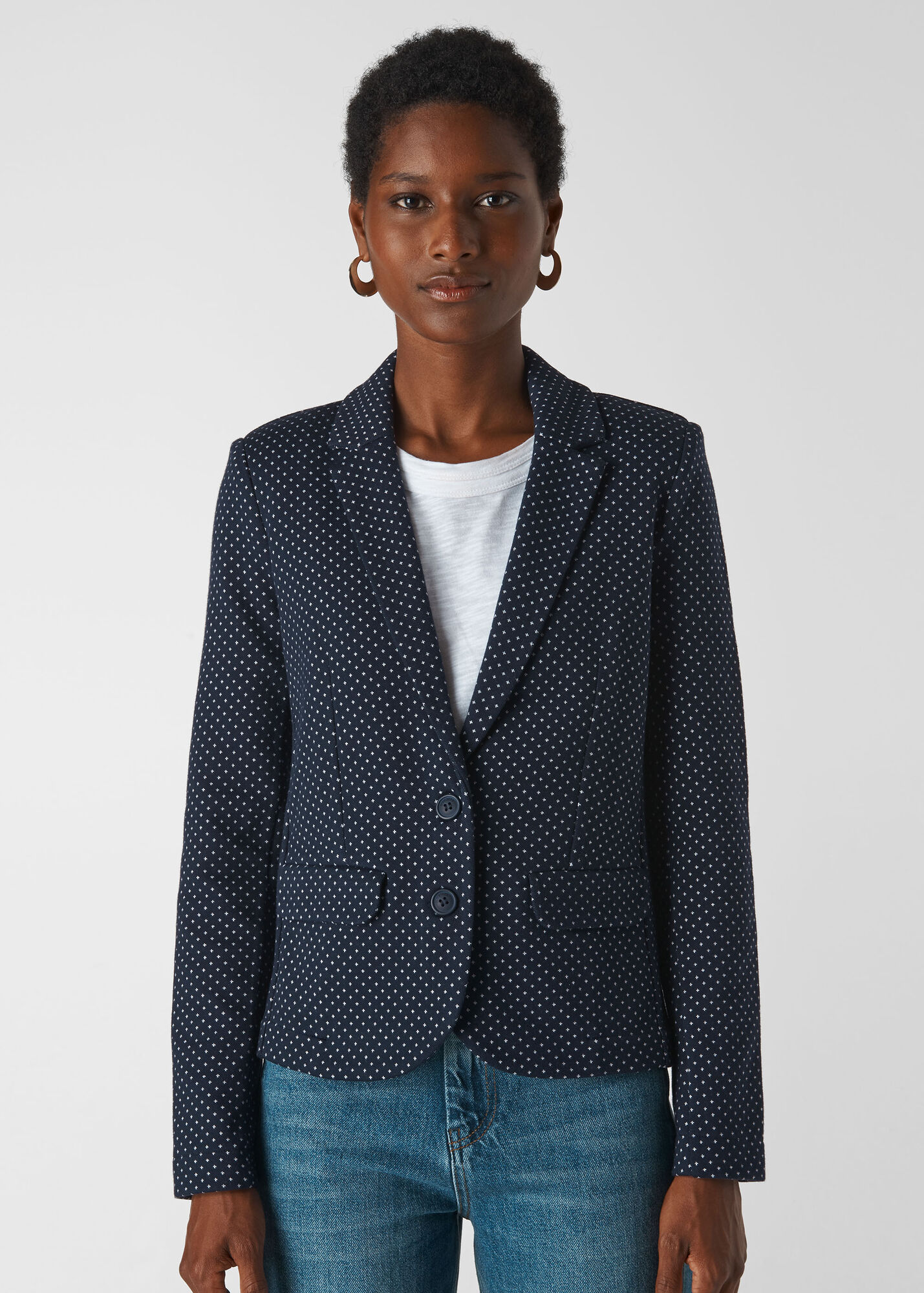 Navy/Multi Slim Jersey Jacket WHISTLES