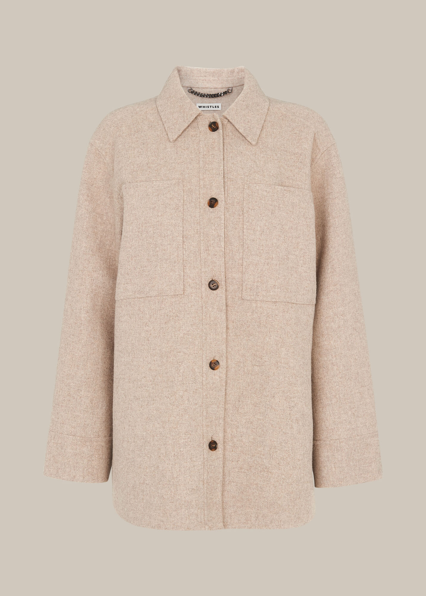 Neutral Classic Wool Overshirt | WHISTLES