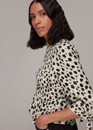 Brushed Dalmatian Shirred Top