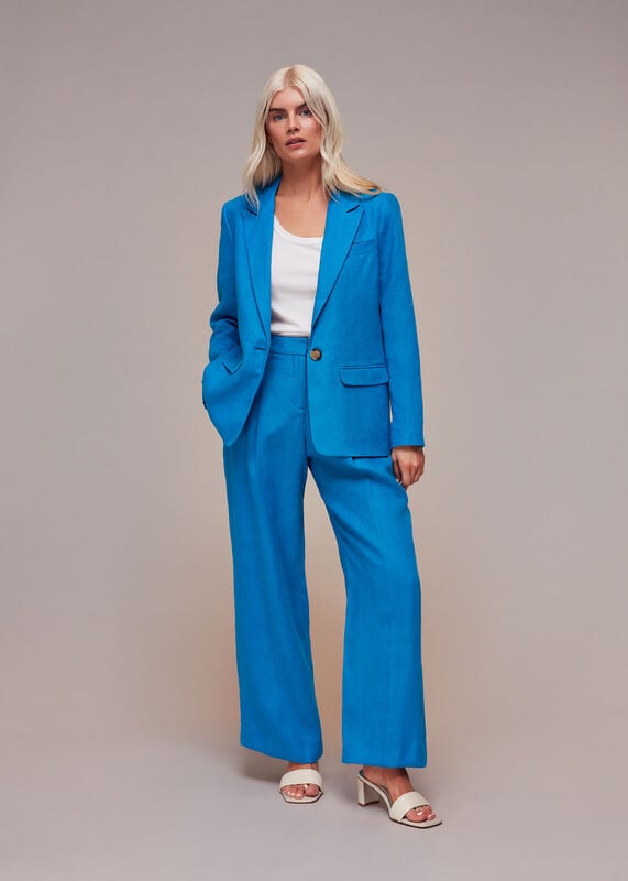 Blue Petite Leonie Linen Pants&nbsp;