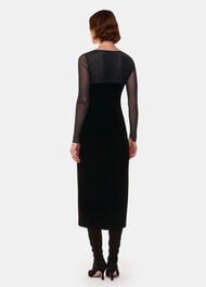 Mesh Sleeve Velvet Dress