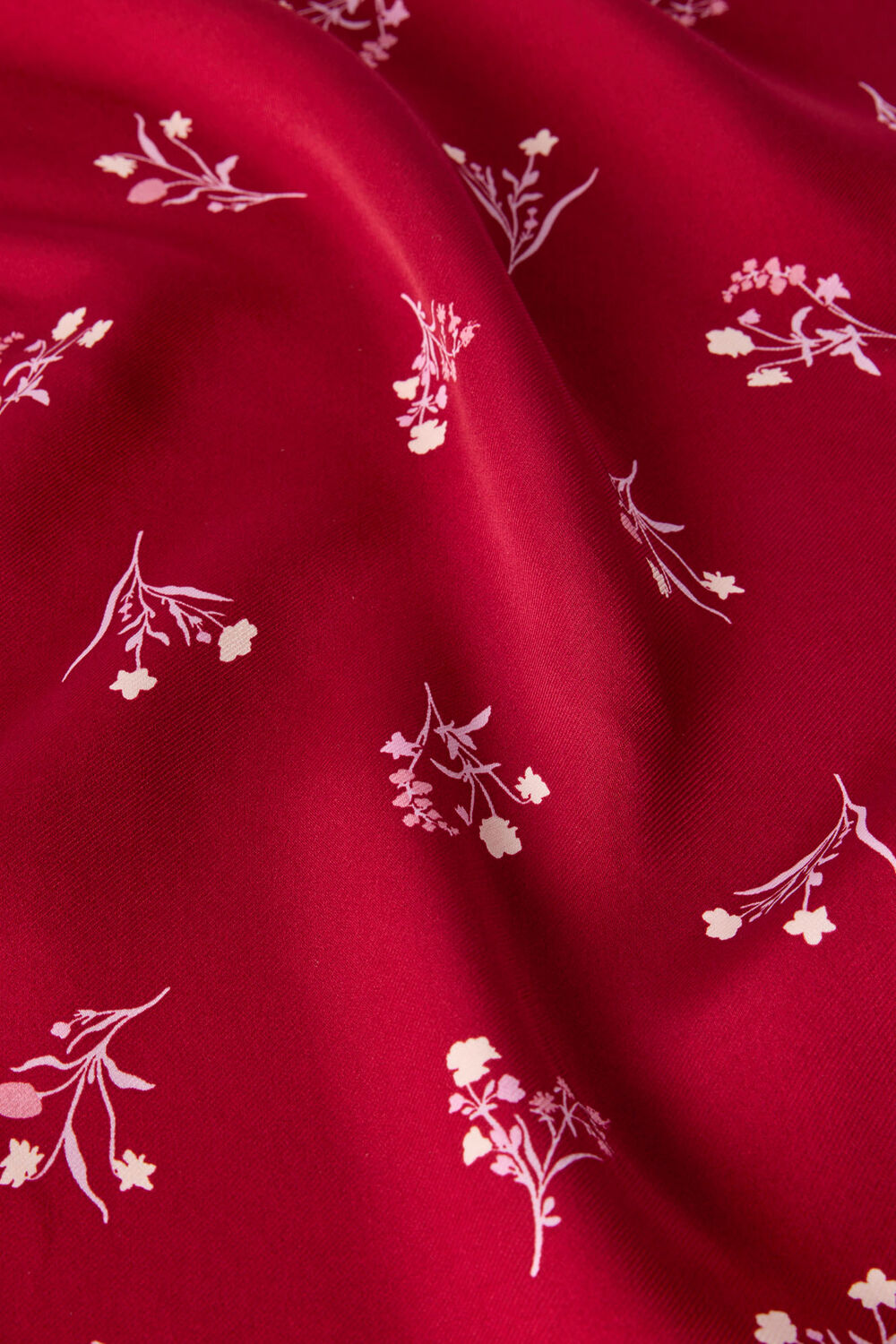 Burgundy Floral Lace Trim Midi Dress