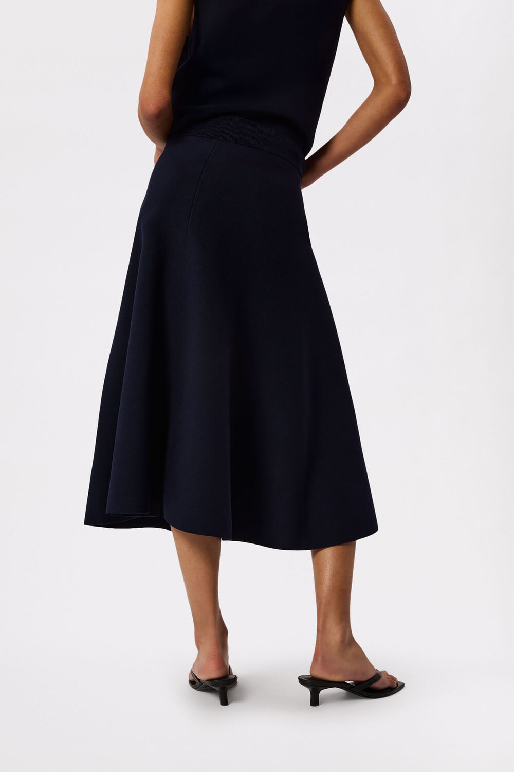 Navy Fit and Flare Knitted Skirt