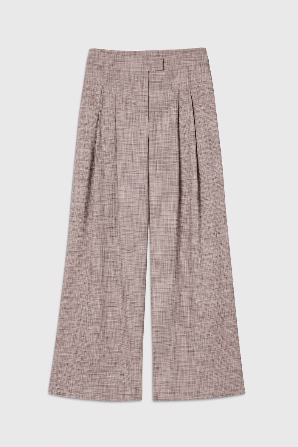 Grey Check Pleat Wide Leg Trouser