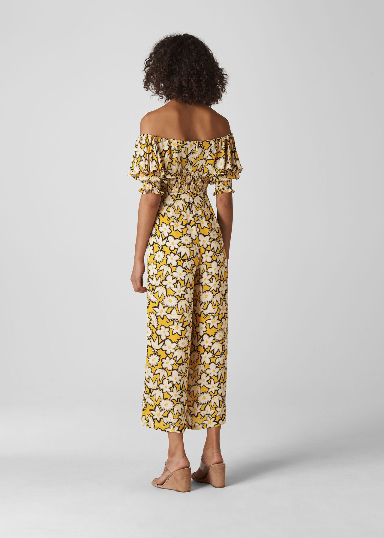 Rhea Print Silk Jumpsuit Yellow/Multi