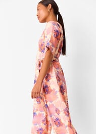 Petite Floral Button Front Jumpsuit