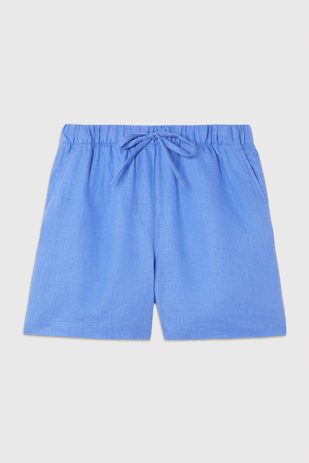 Blue Linen Elasticated Short