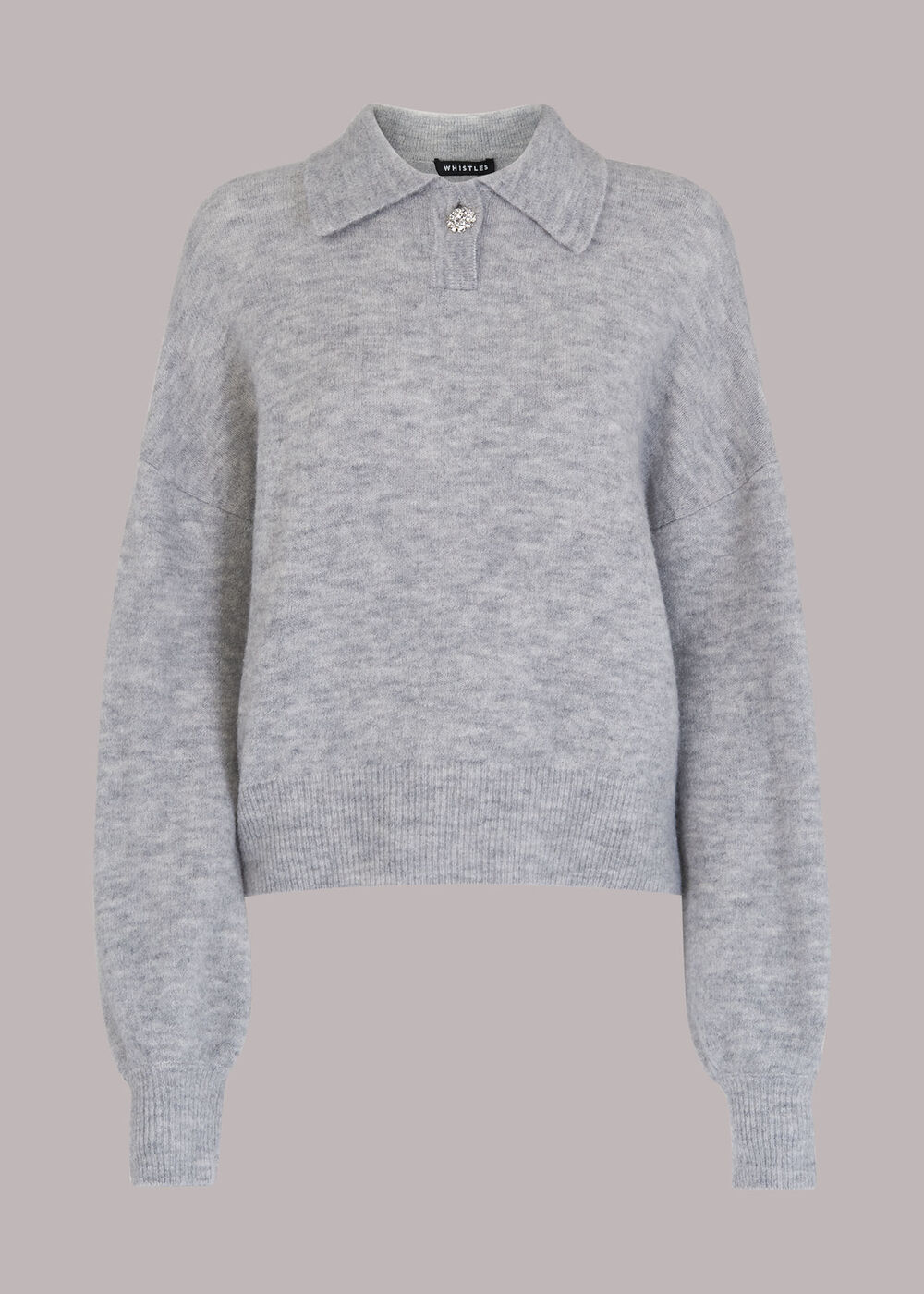 Jewel Button Collar Sweater