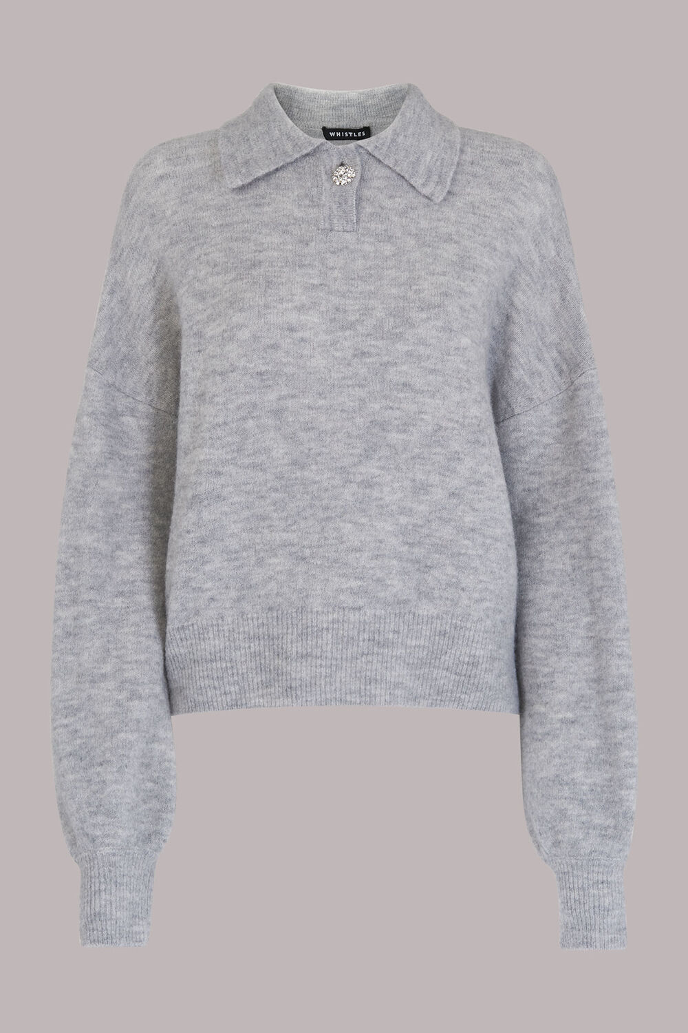 Jewel Button Collar Sweater