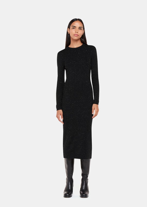 Black Annie Sparkle Knit Sweater Dress