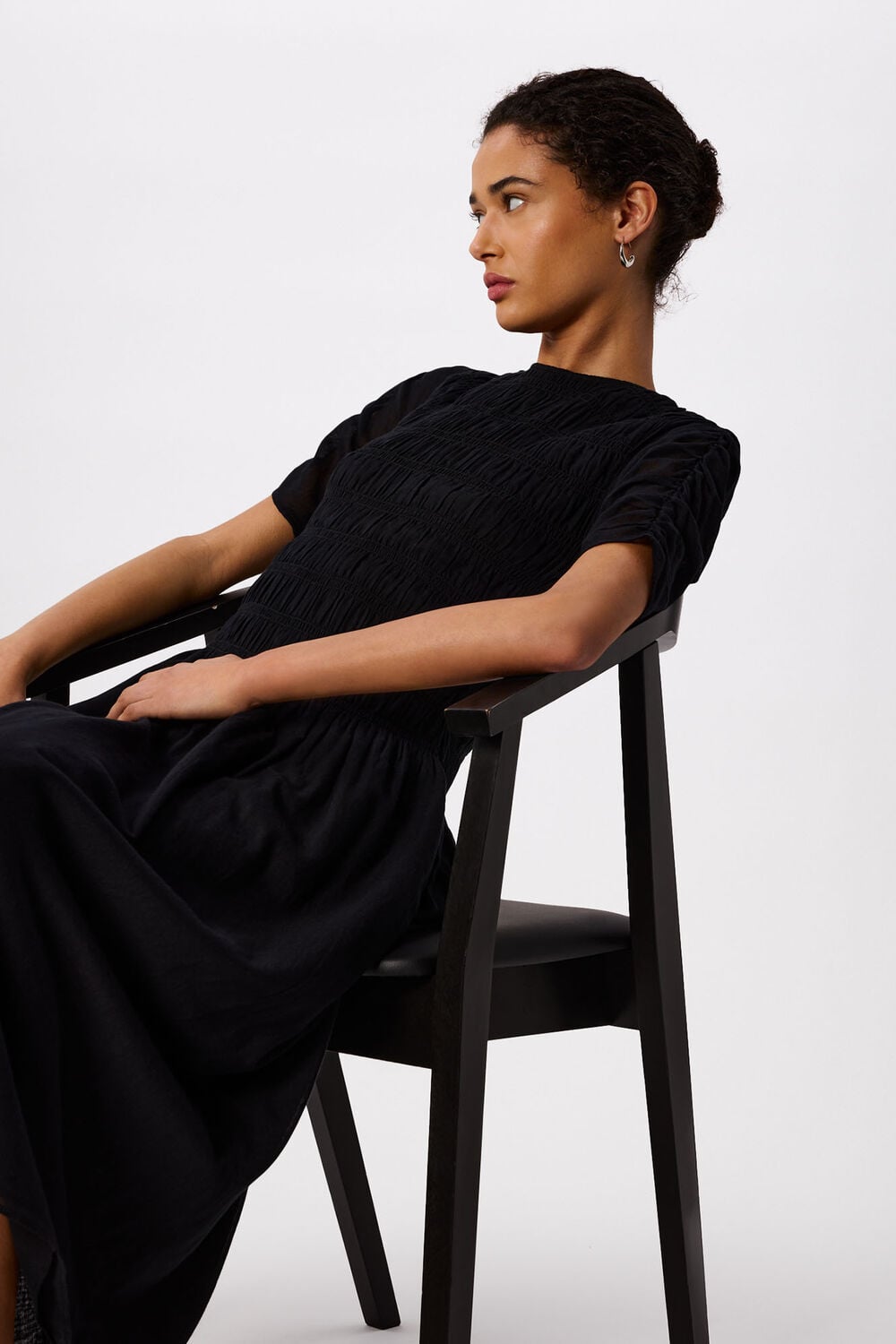 Black Avery Smocked Dress