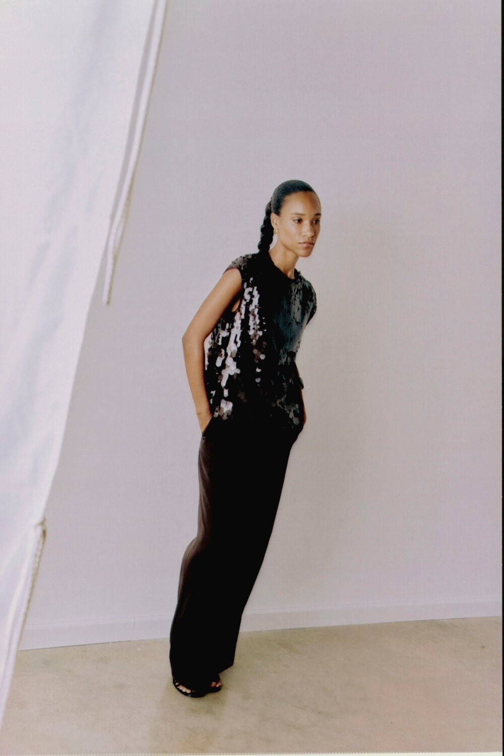 Chocolate Degrade Sequin Cap Sleeve Top