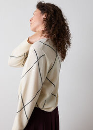 Wool Contrast Diamond Knit