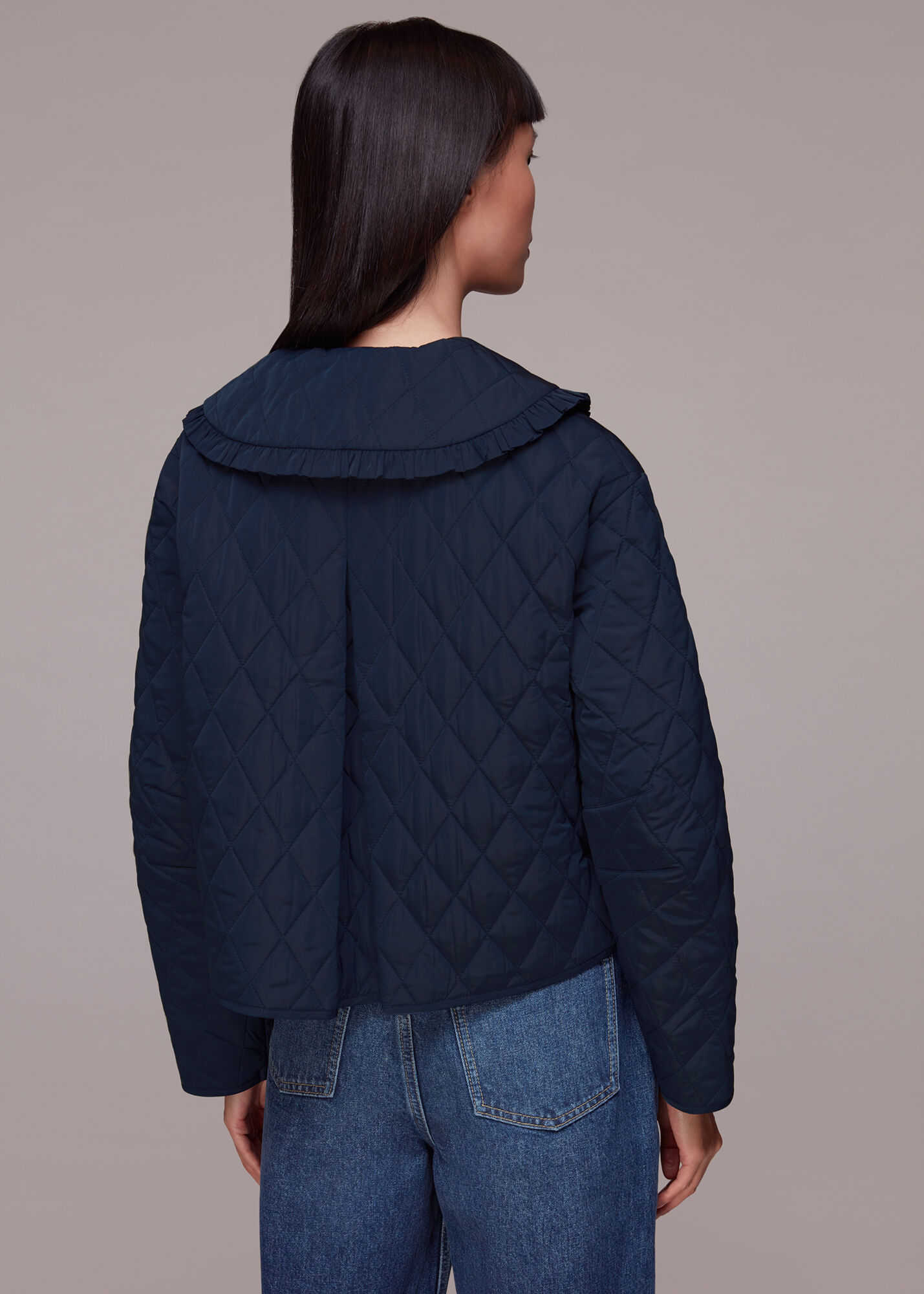 Navy Collar Detail Quilted Jacket WHISTLES