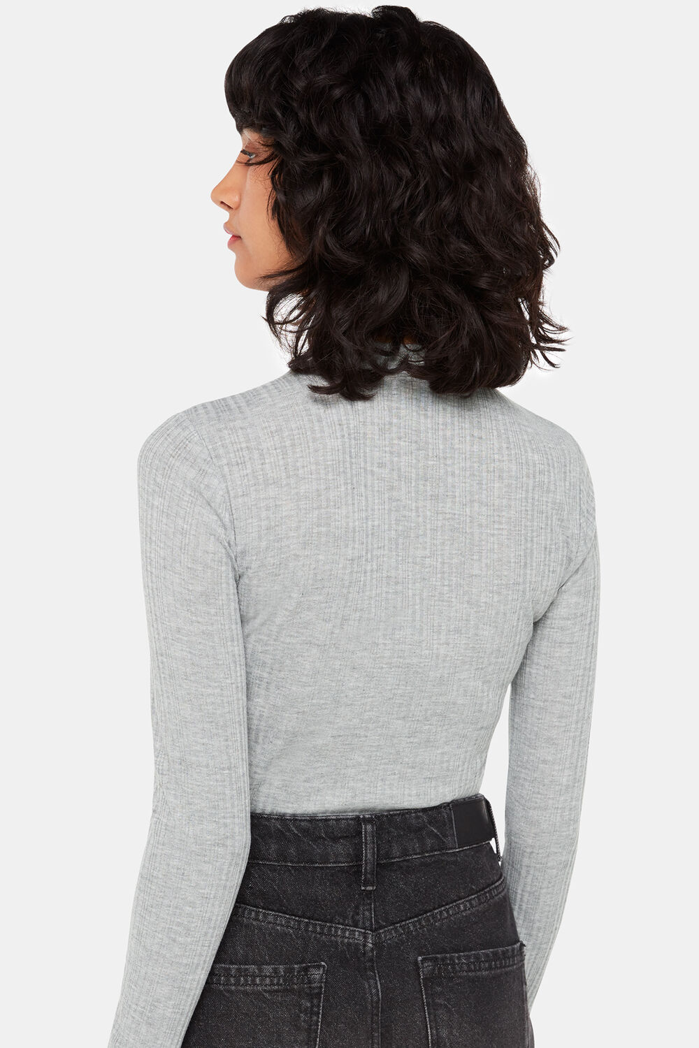 Diagonal Rib Crew Neck Top