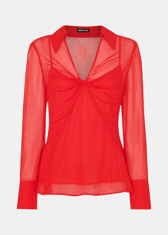 Red Emilia Twist Front Blouse