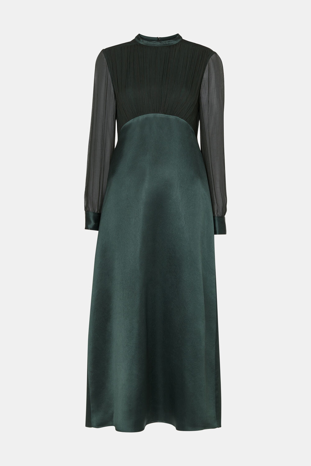 Dark Green Gathered Bodice Maxi Dress