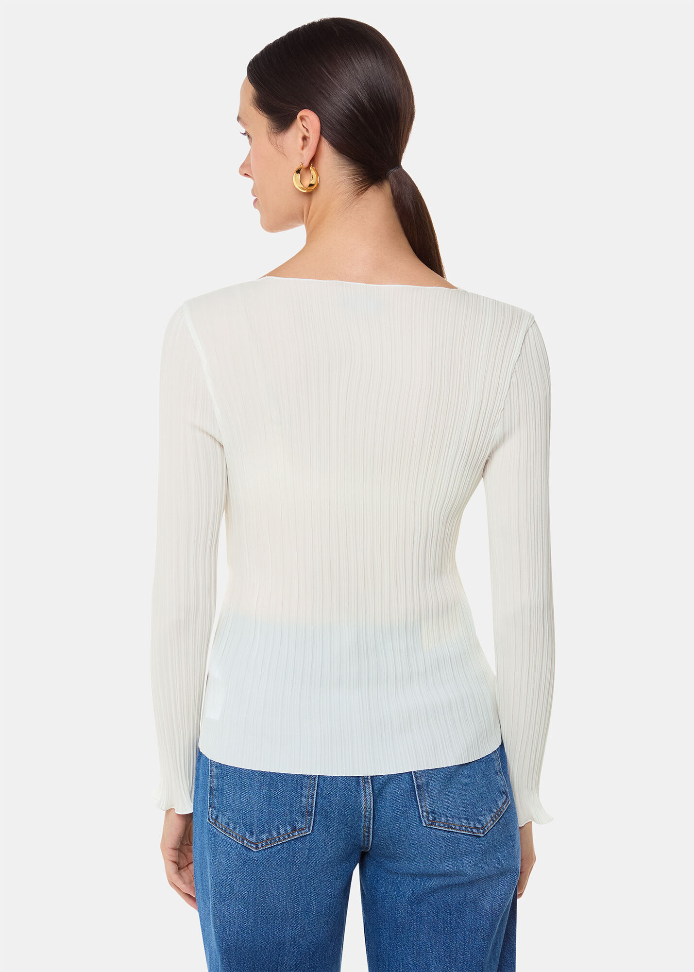 Ivory Elsa Plisse Top | WHISTLES | Whistles US |