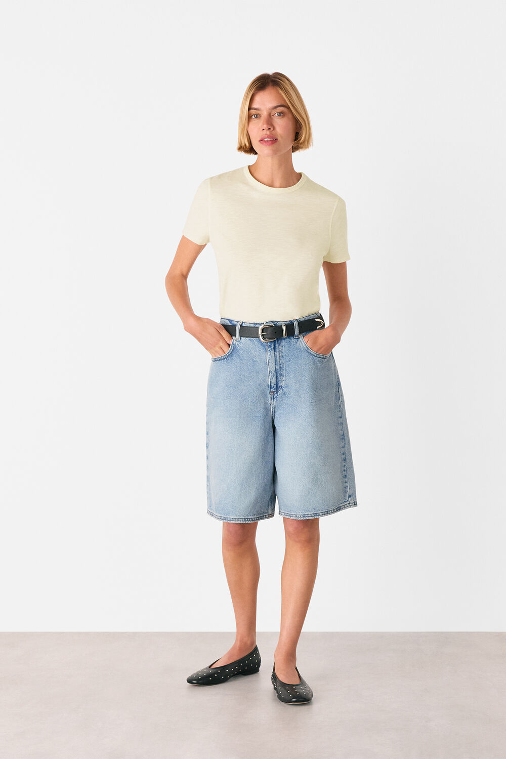Cream Posie Double Trim Tee