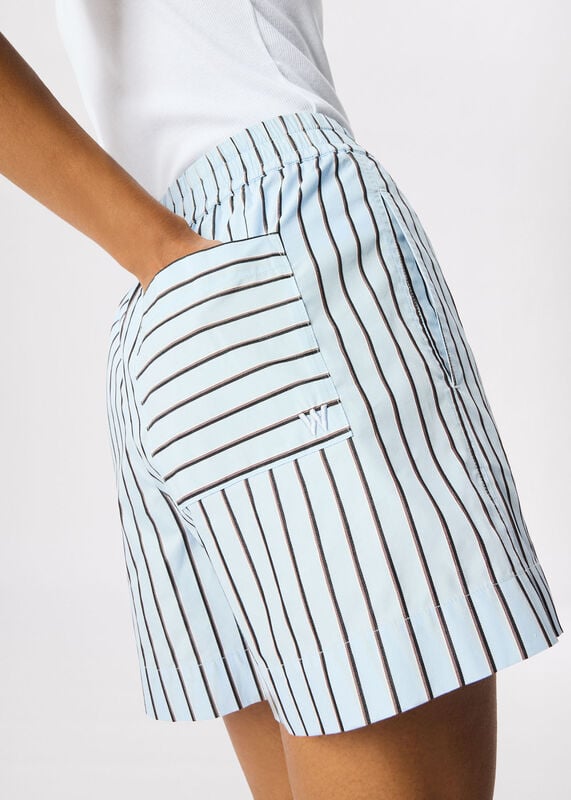 Blue Cotton Poplin Stripe Short