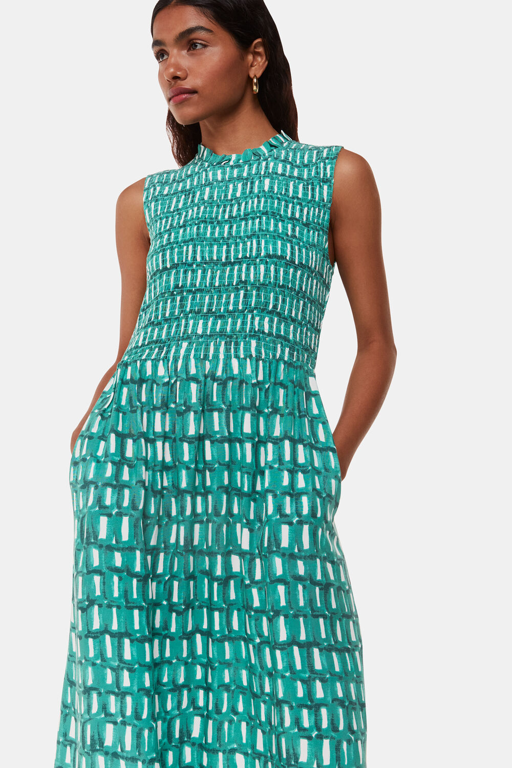 Green Petite Linked Smudge Heidi Dress