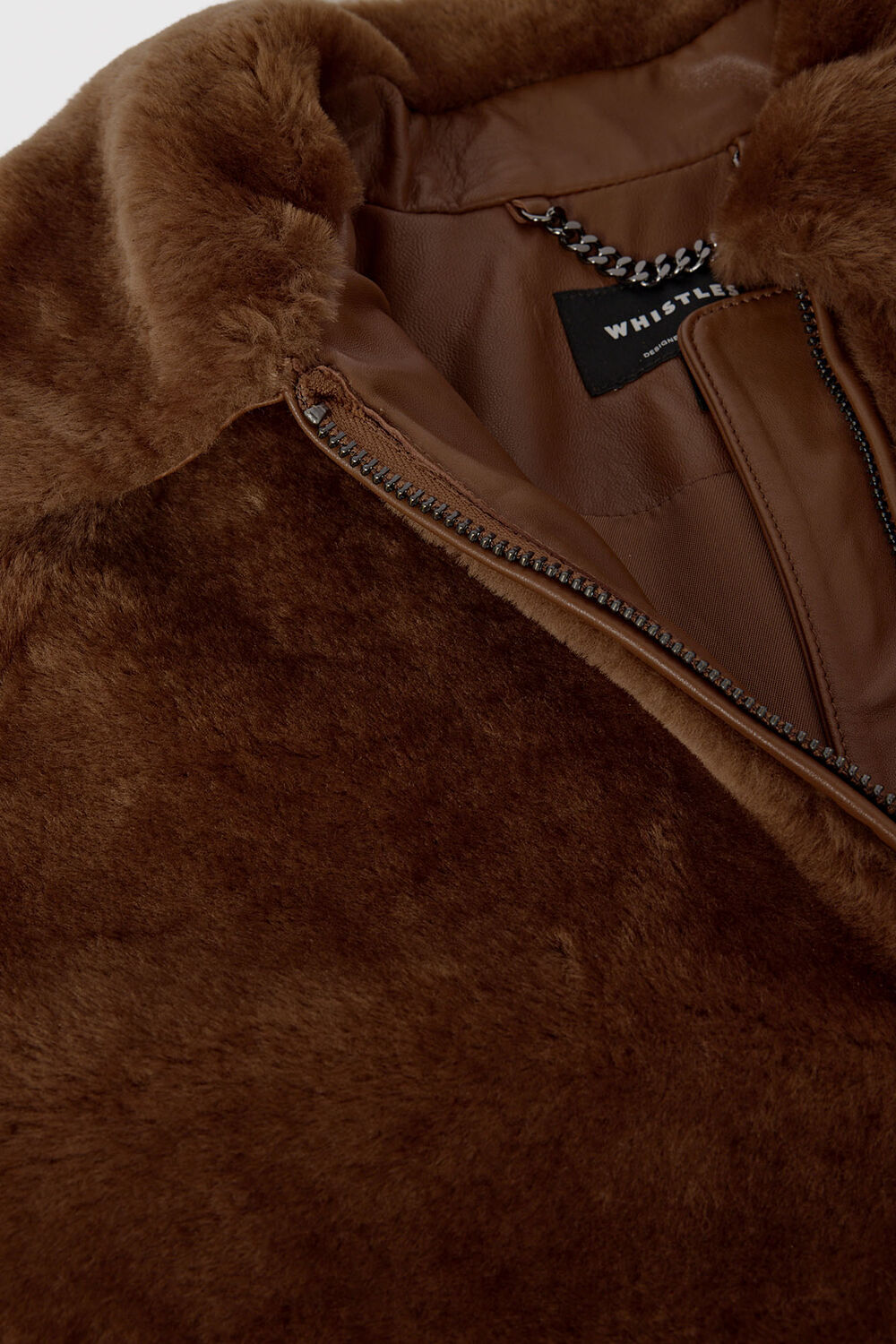 Chocolate Gathered Shearling Jacket