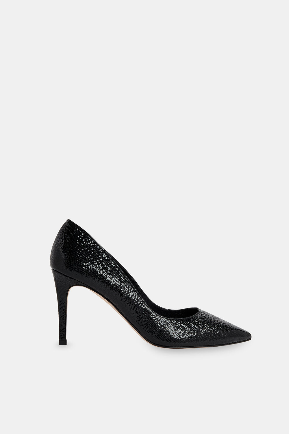 Black Corie Textured Heeled Pump