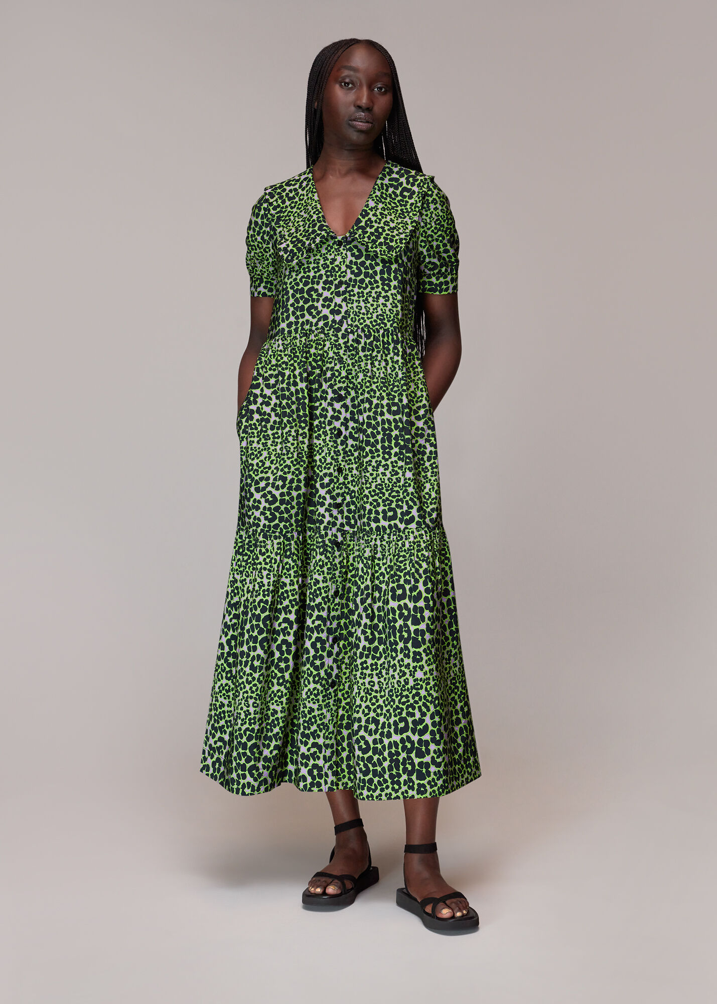 Multicolour Fluro Animal Collar Dress | WHISTLES | Whistles US |