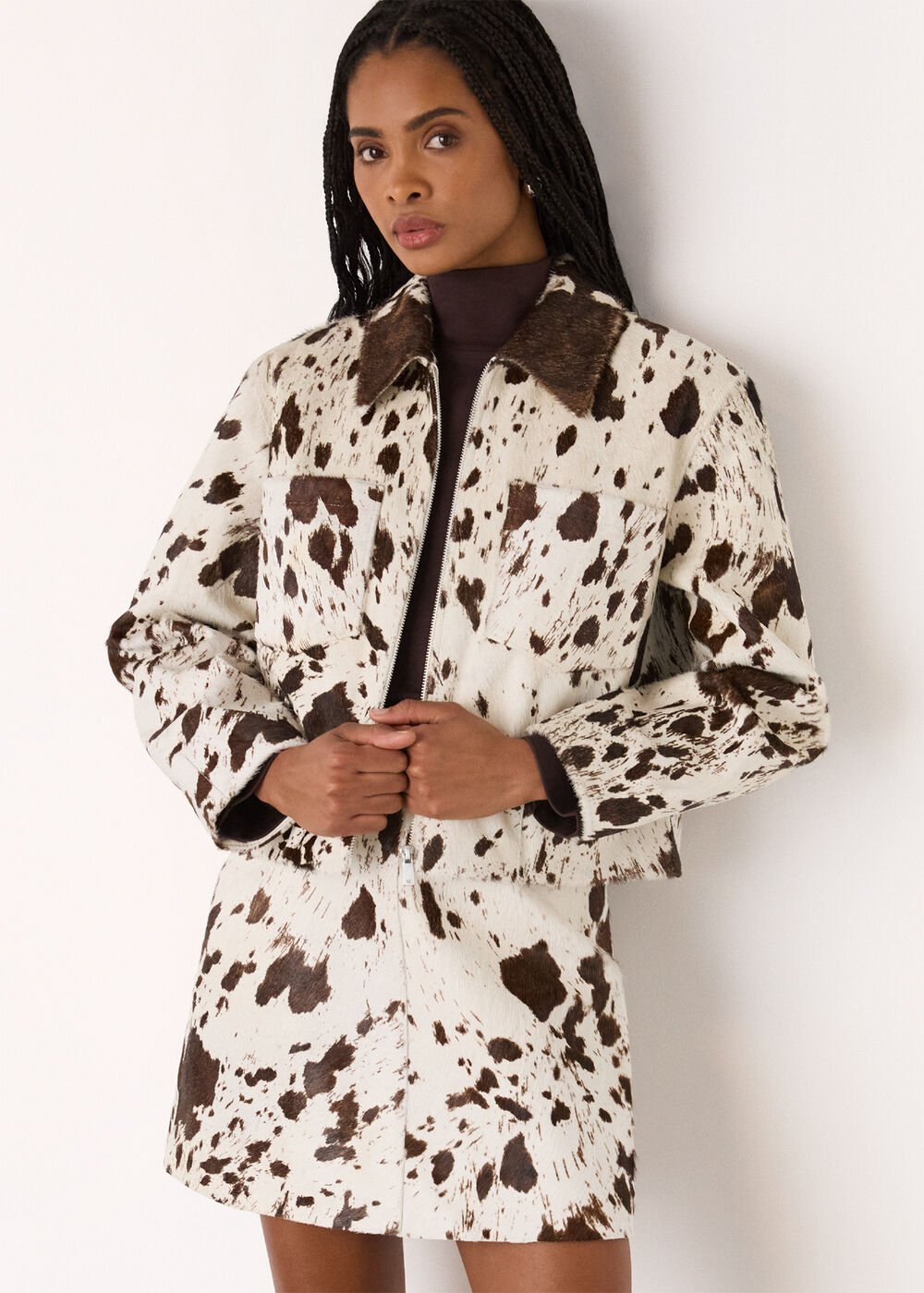 Cow Print Zip Jacket