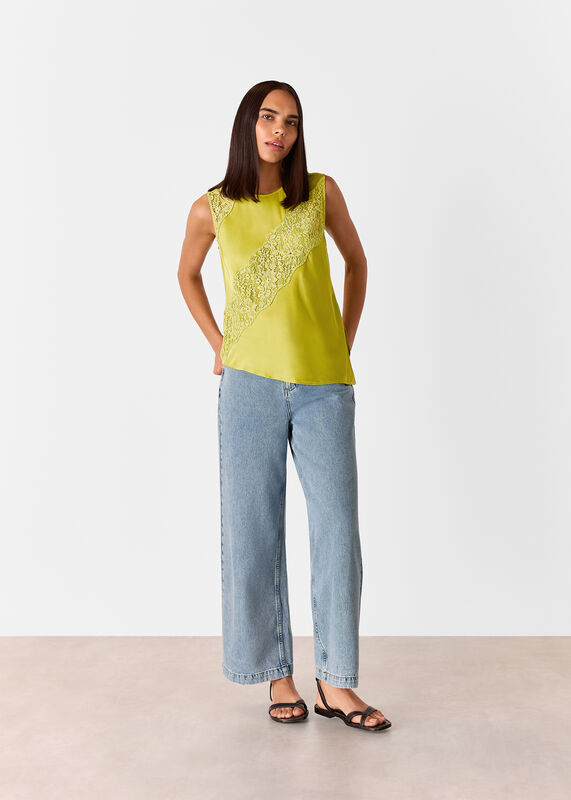 Lime Immie Lace Detail Tank