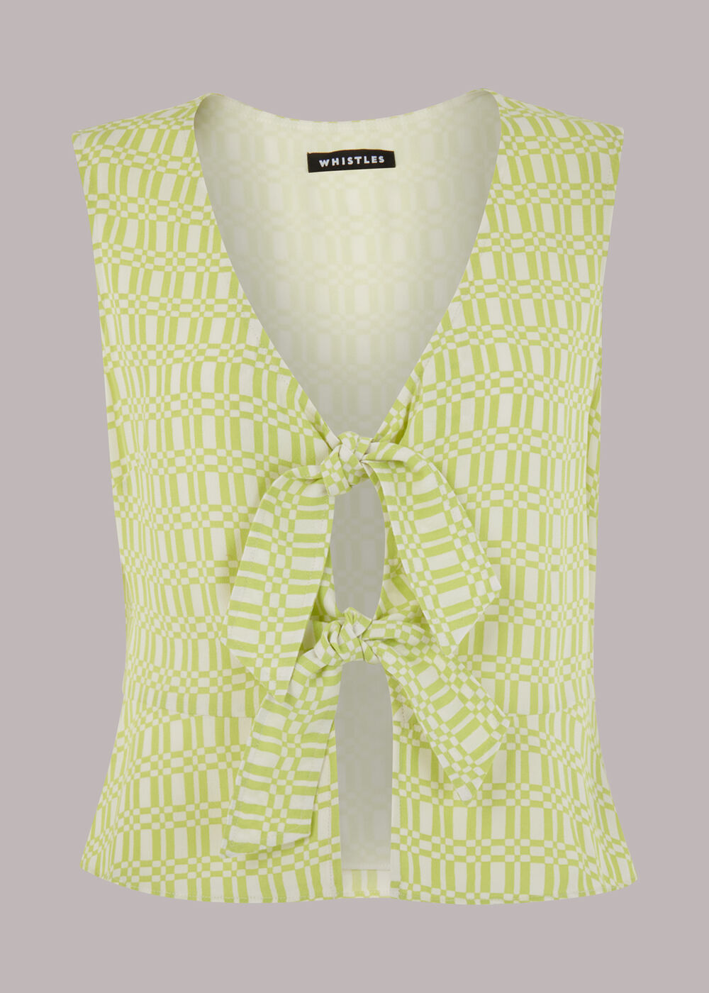 Link Check Tie Front Top