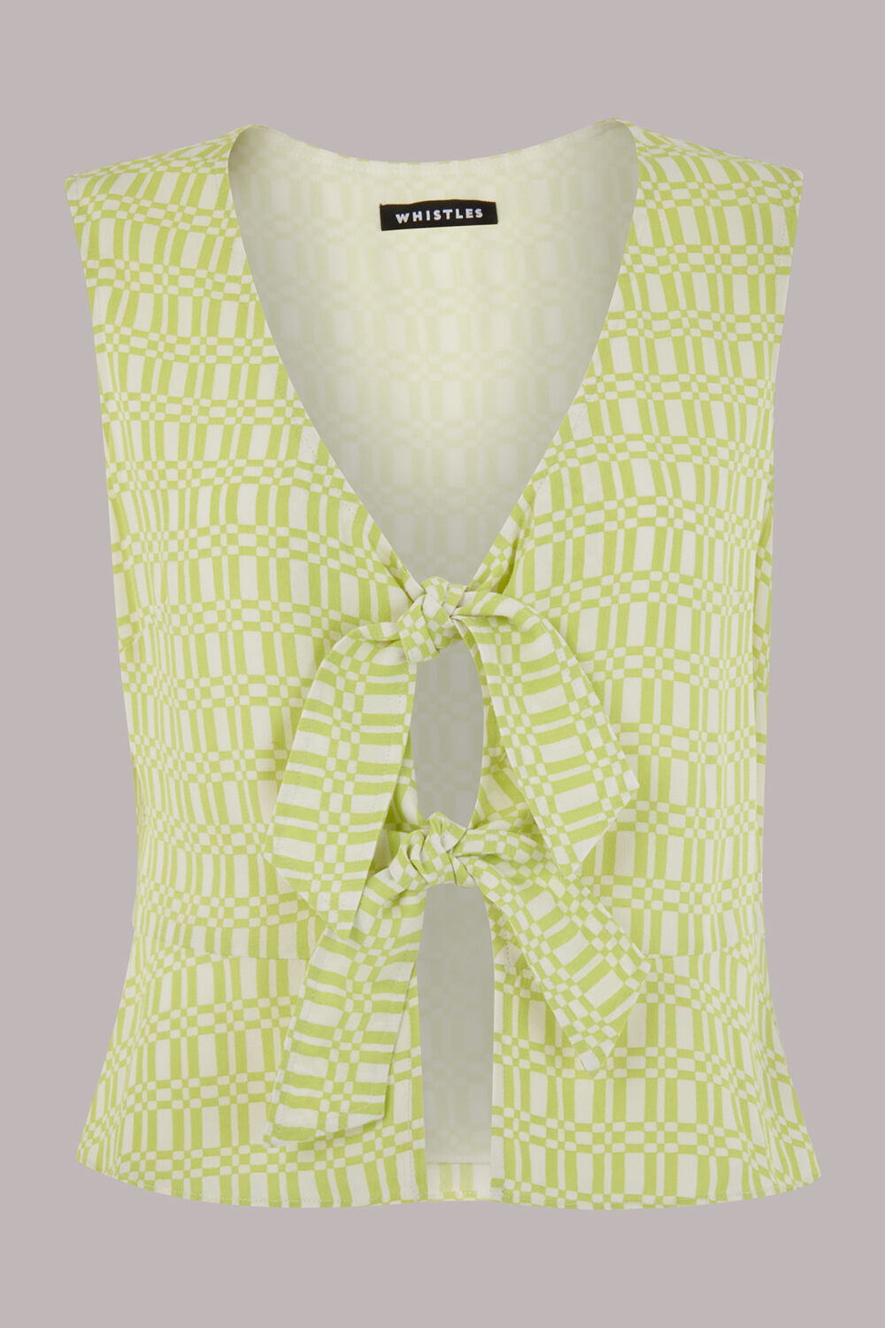 Link Check Tie Front Top