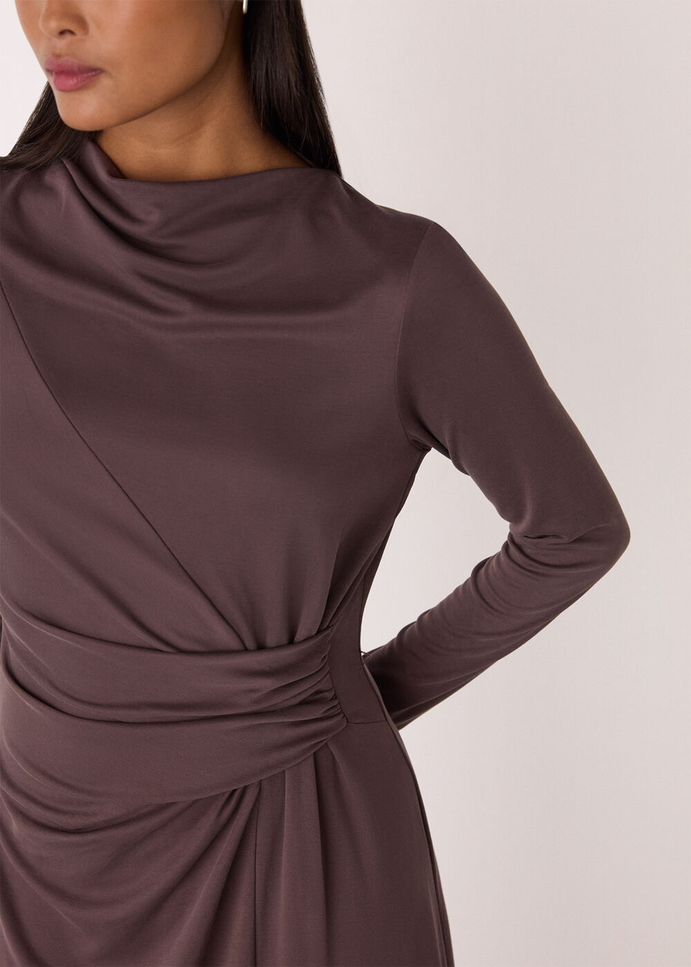 Petite Ruched Detail Midi Dress