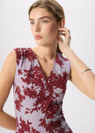 Floral V Neck Textured Dress
