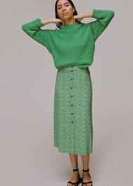 Ink Leopard Button Front Skirt