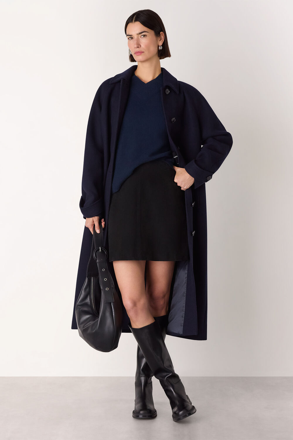 Navy Cashmere V Neck Sweater