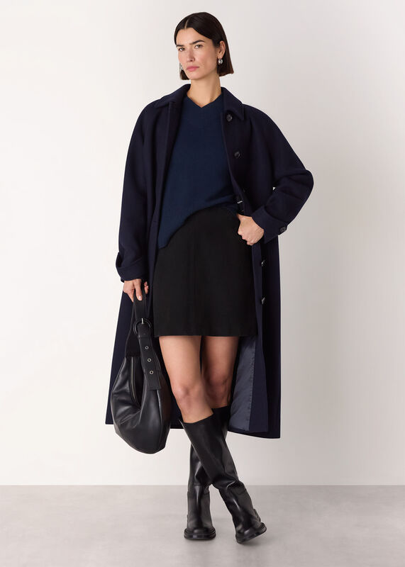 Navy Cashmere V Neck Sweater